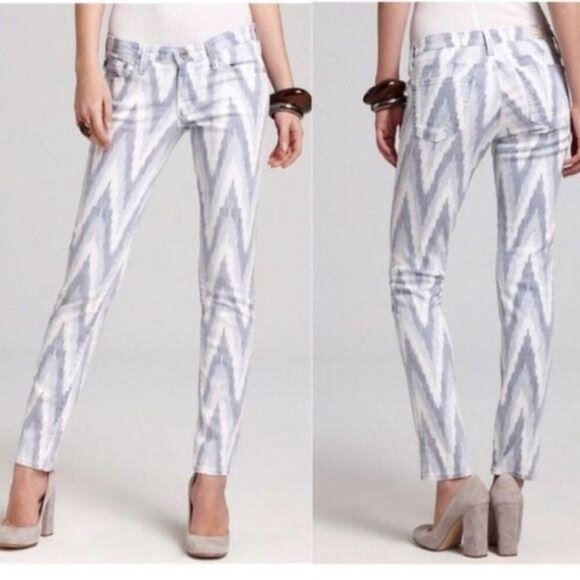 AG The Stilt Cigarette Leg Skinny Ikat Print Jean - Picture 8 of 8